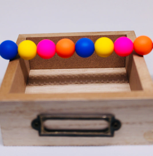 Rainbow Bead Mix 60 Count 15mm Multicolor Silicone Bead Pack Yellow Hot Pink Royal Blue Orange