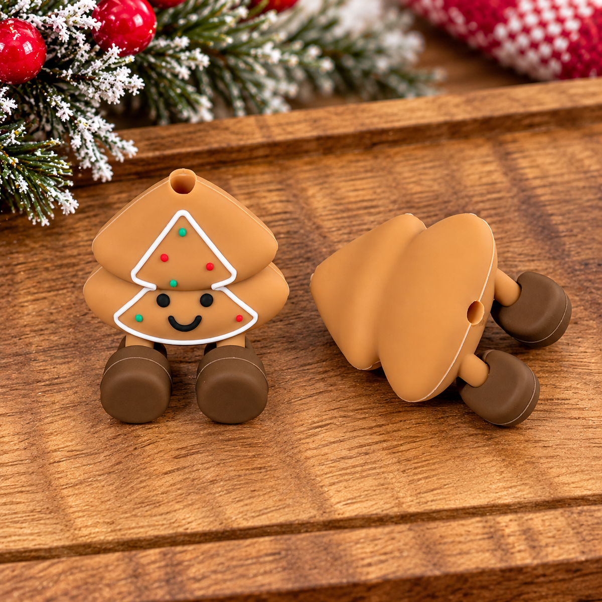 Gingerbread Christmas Tree Silicone Focal Bead | Cute Holiday Craft Supplies
