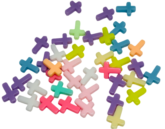 Plastic Cross Mixed Color Bead Bag 40 Count Bag Pen Beading