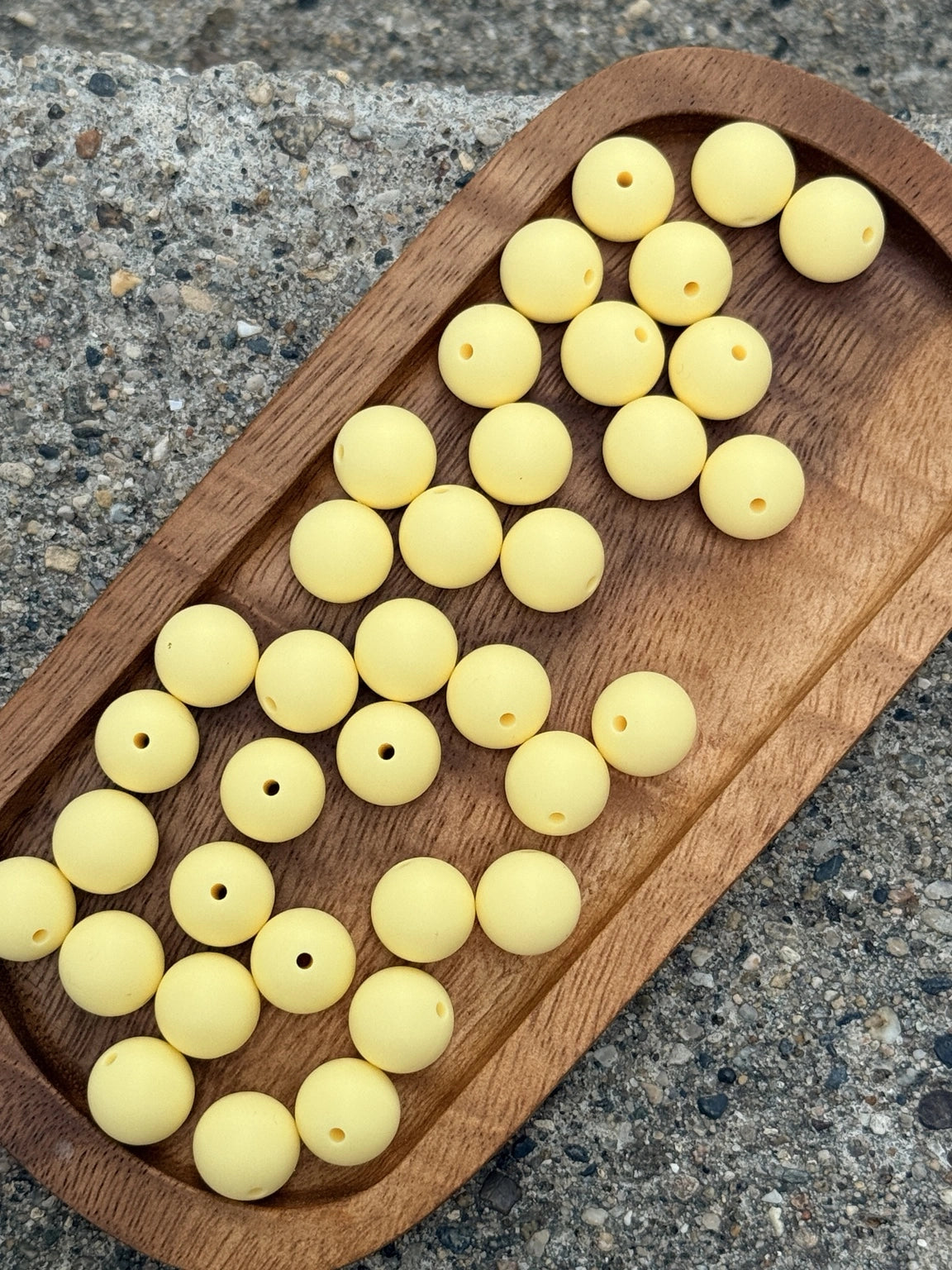     15mm Vanilla Bean Bliss silicone round beads featuring a soft cream matte finish for DIY keychains, wristlets, beadable pens, badge reels, and handmade craft projects.