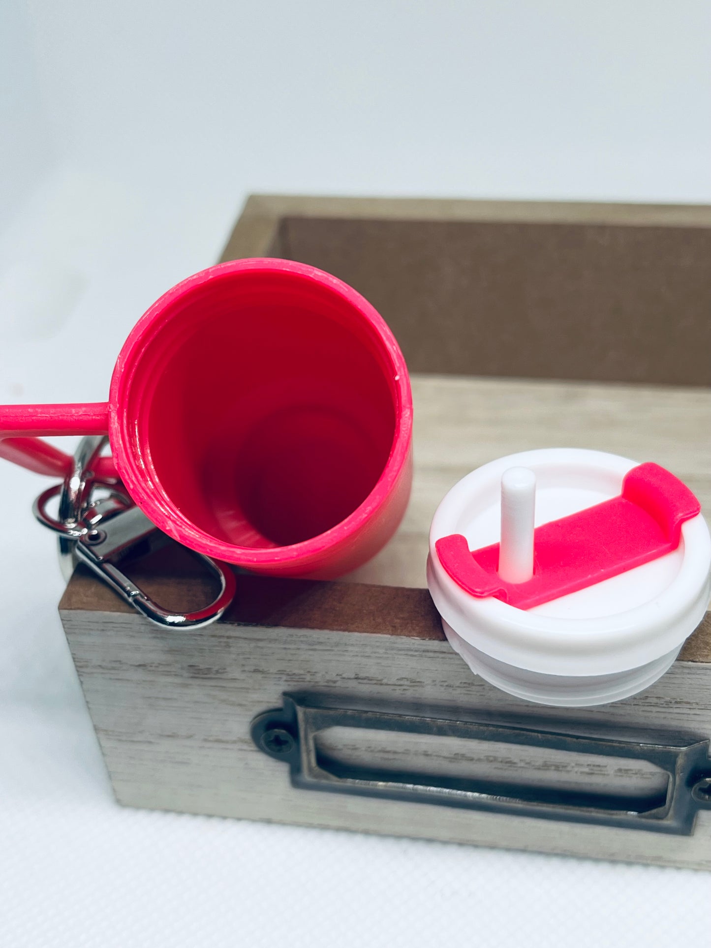 Plastic Mini Keychain Tumbler Removable Top Storage Multiple Color Options