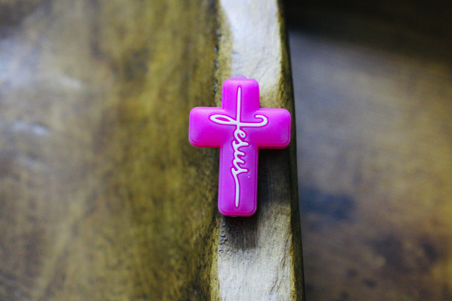 Jesus Cross Silicone Focal Bead Mint Pink Black Purple White