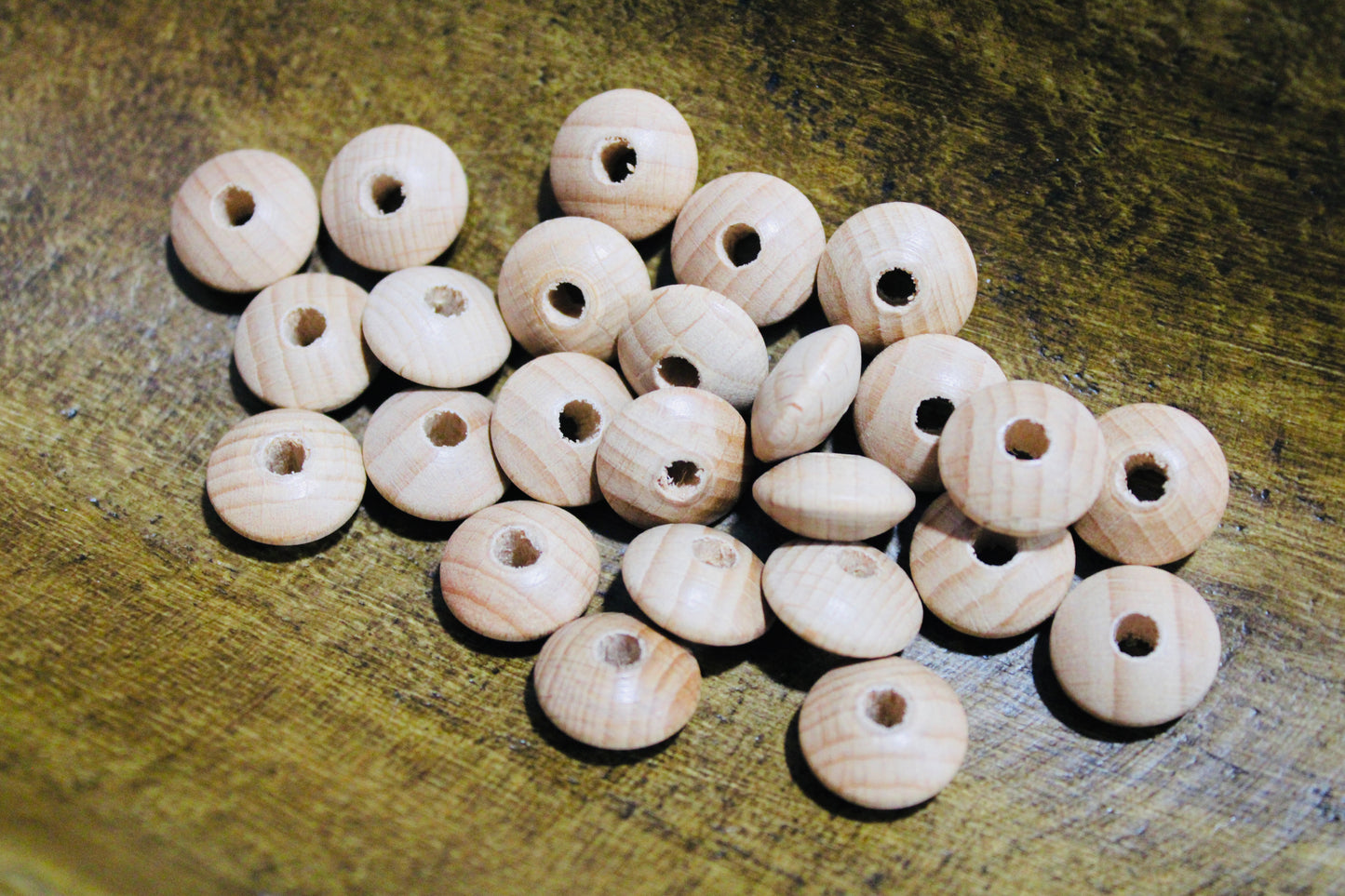 14mm Natural Wood Lentil Spacer Bead 25 Count Bag