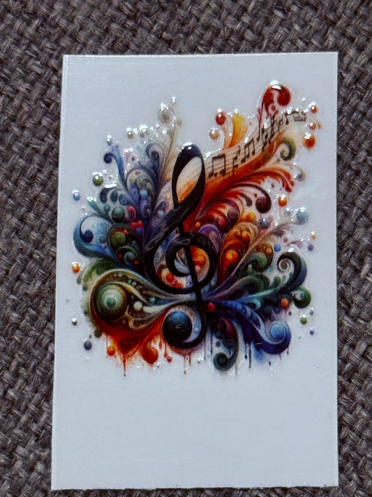 2x2 Floral Music Notes UV DTF Transfer – Treble Clef & Flowers