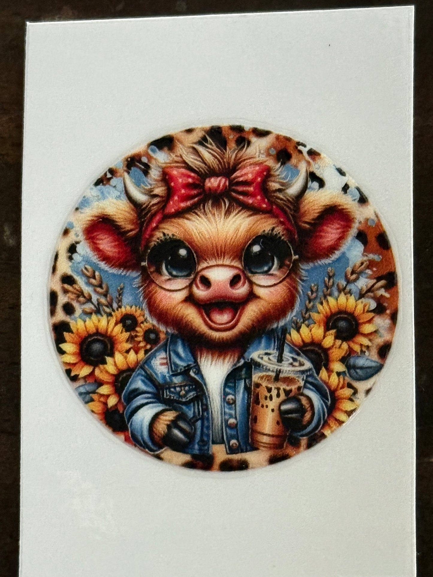 Cute Highland Cow UV DTF Decal | 2x2 Waterproof Boba Cow Sticker for Cups, Tumblers & Crafts