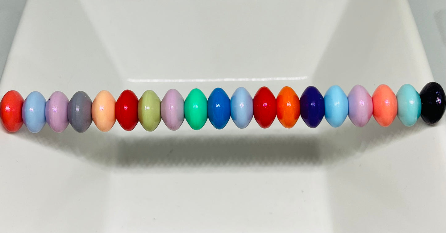 12mm Silicone Opal Lentil Spacer Mixed Color 25 Count Bead Bag