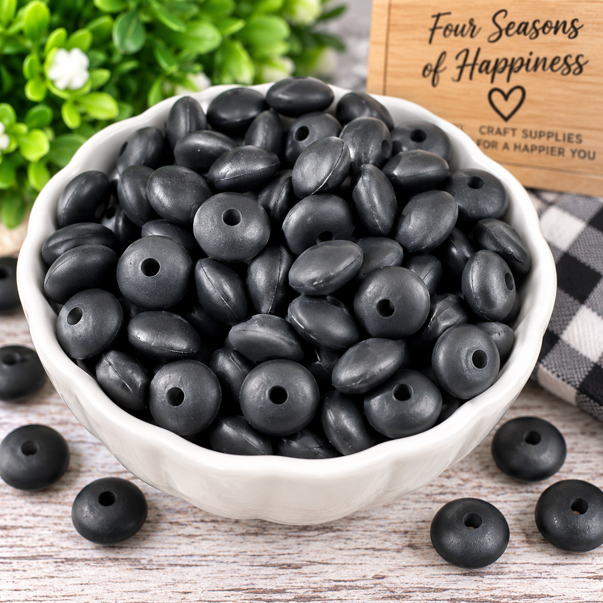 50 Count 12mm Lentil Silicone Spacer Bead