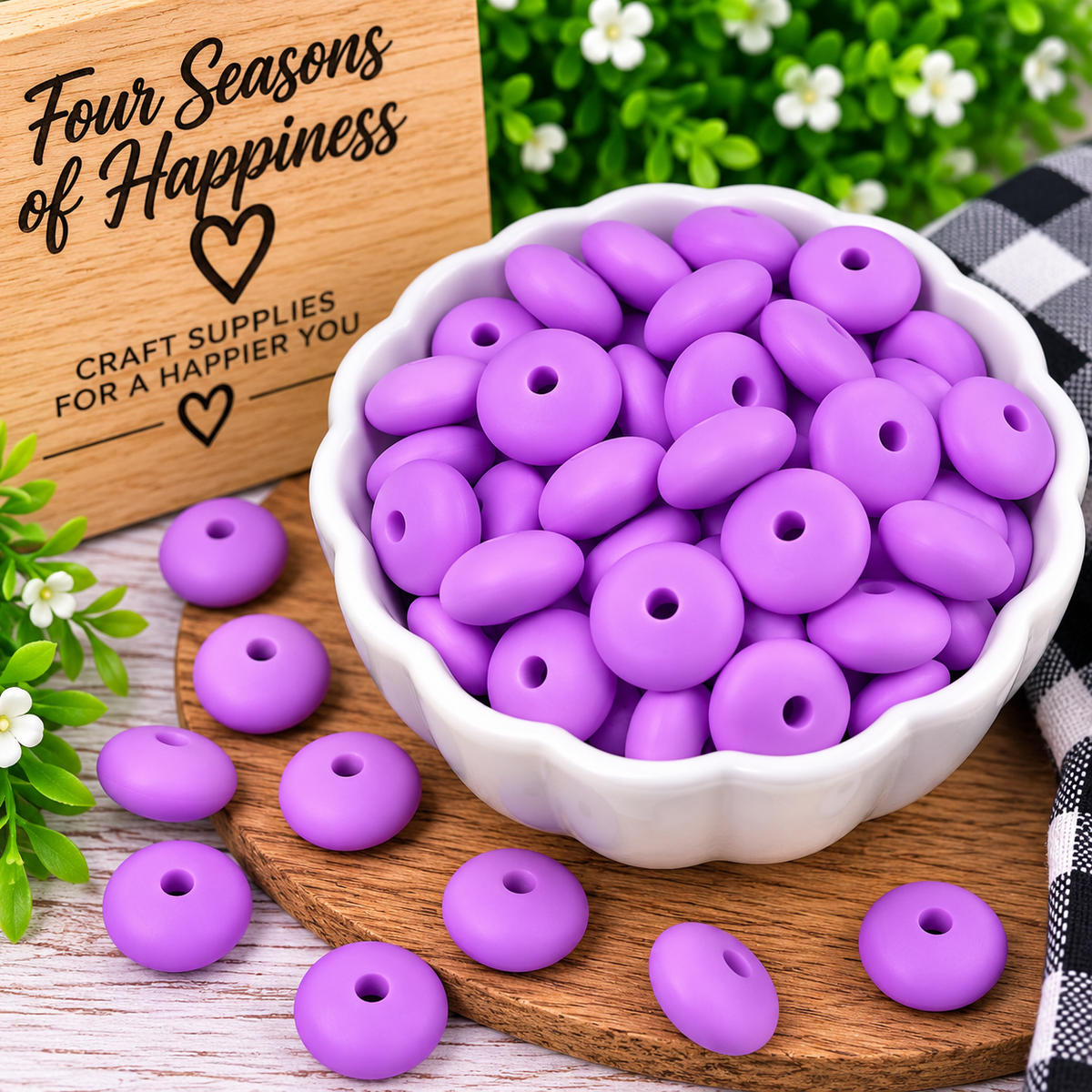 50 Count 12mm Lentil Silicone Spacer Bead