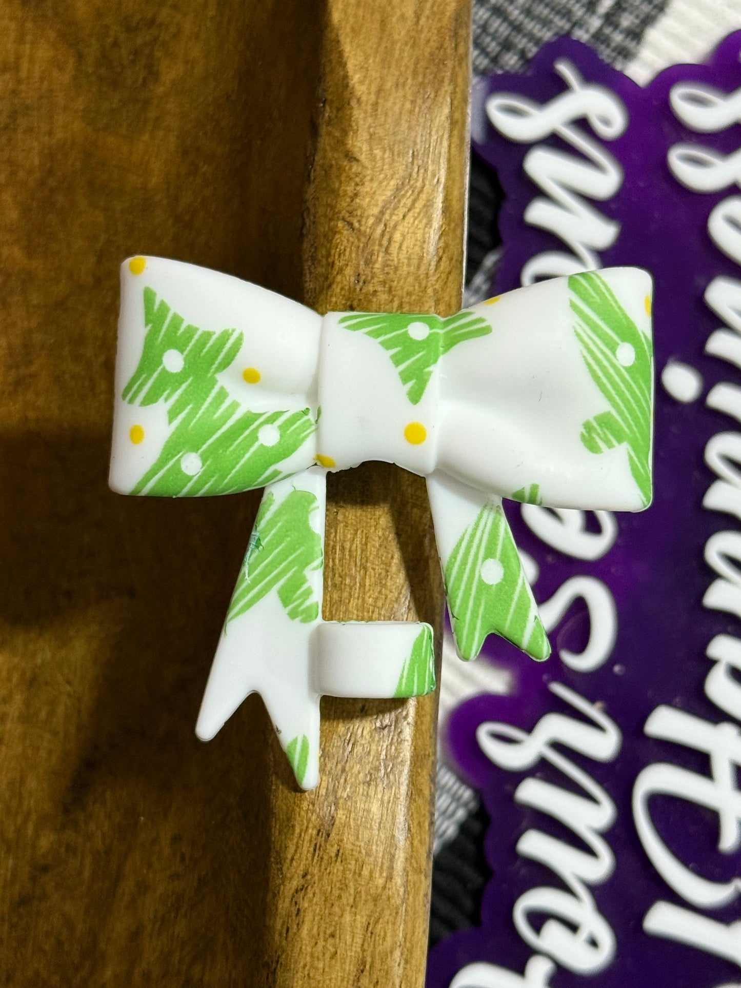 Silicone Printed Bow Straw Cap/Topper Animal Print Christmas