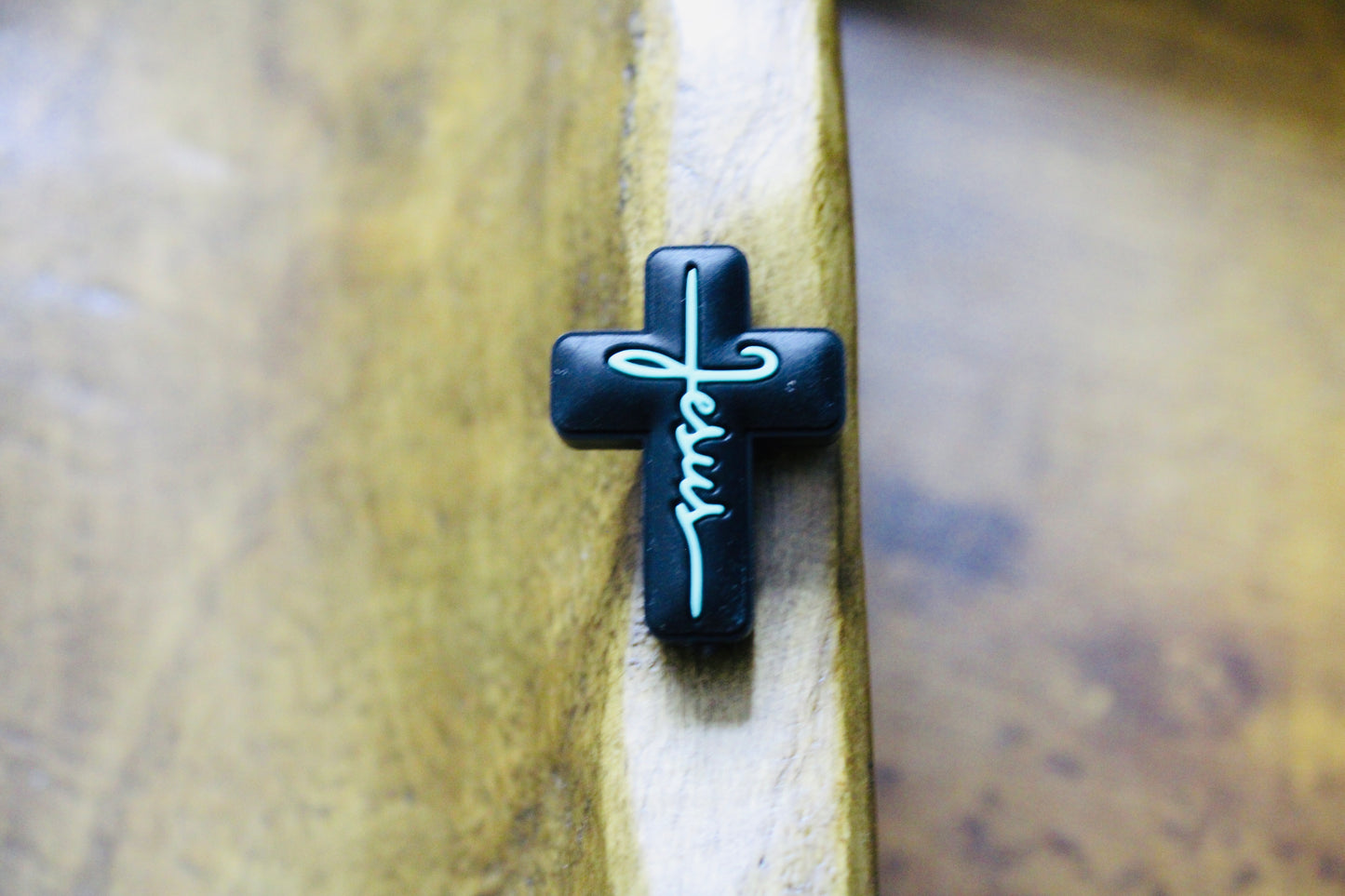 Jesus Cross Silicone Focal Bead Mint Pink Black Purple White