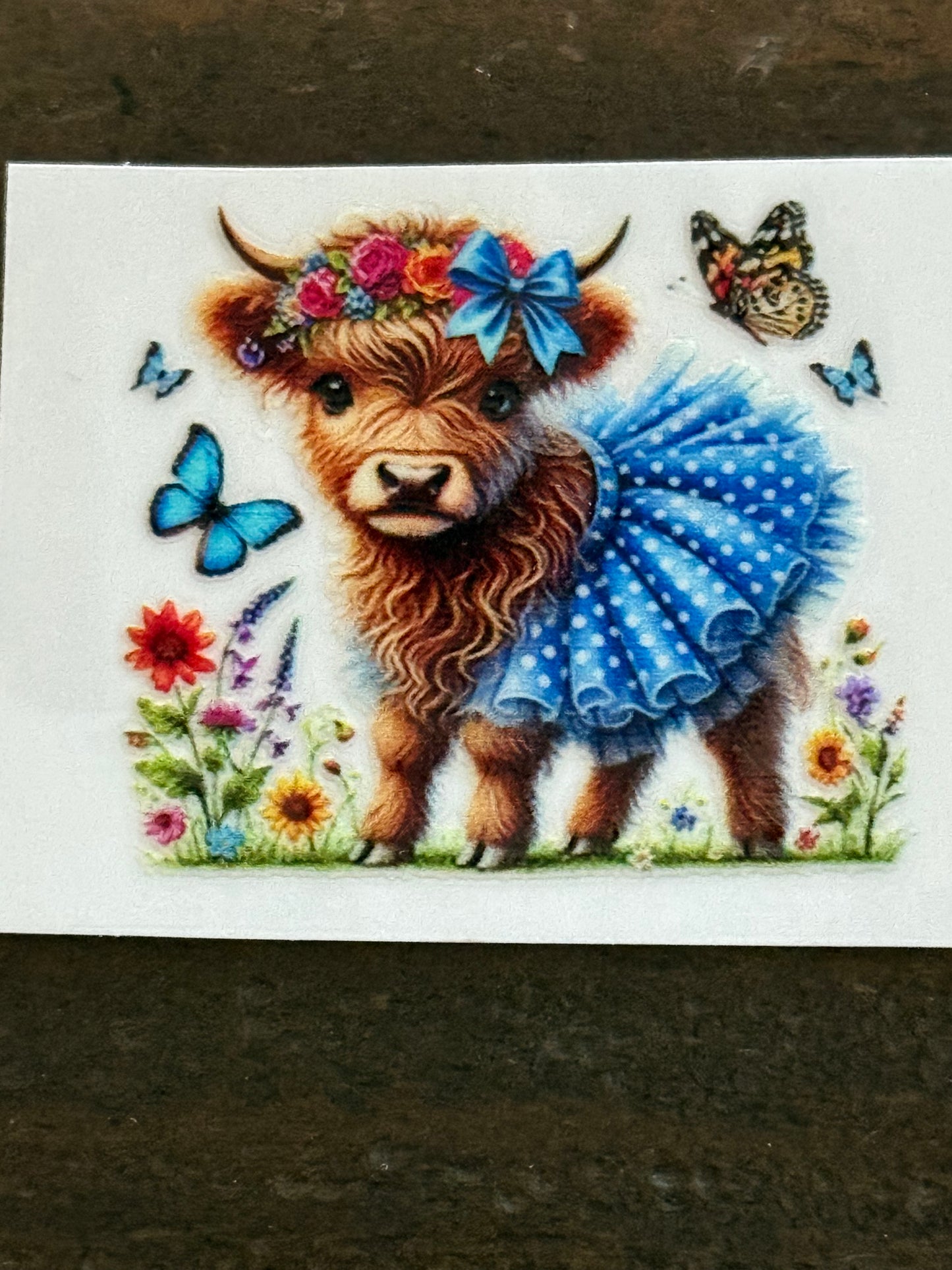 Cute 2x2 Baby Highland Cow – Valentine’s UV DTF Decal / Sticker for Cups, Tumblers & Crafts