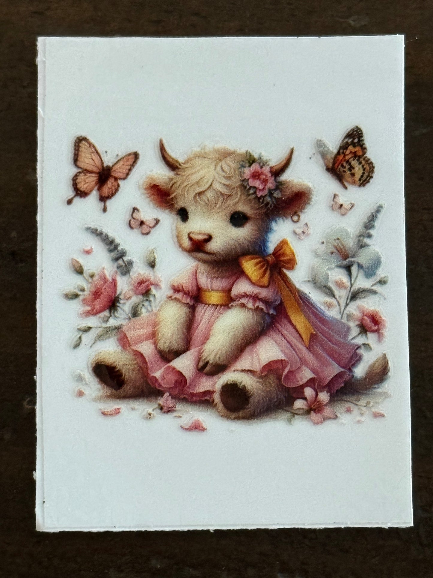 Cute 2x2 Baby Highland Cow – Valentine’s UV DTF Decal / Sticker for Cups, Tumblers & Crafts