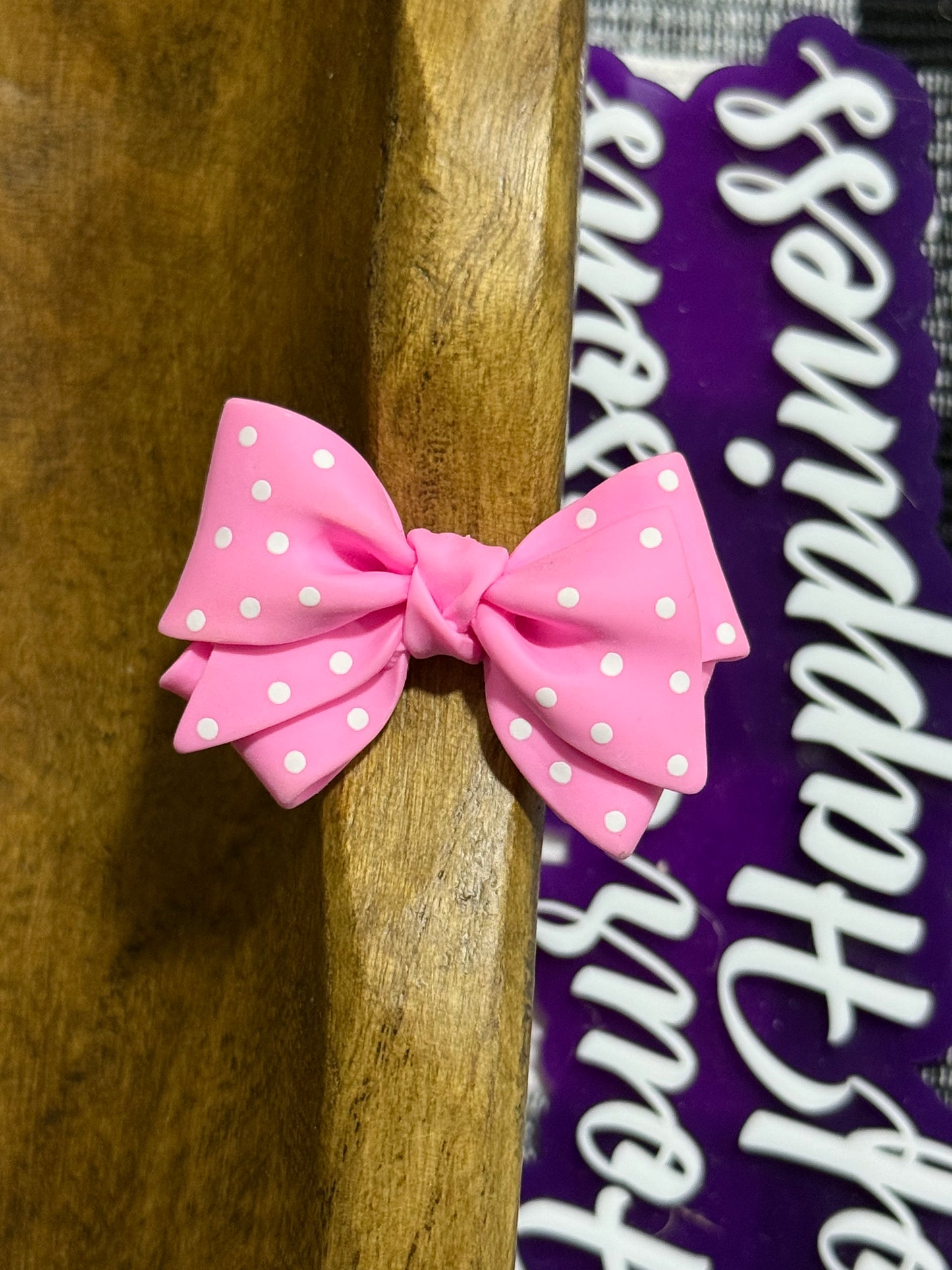 Large Polka Dot Bow Bead 2mm Opening Pink White or Black