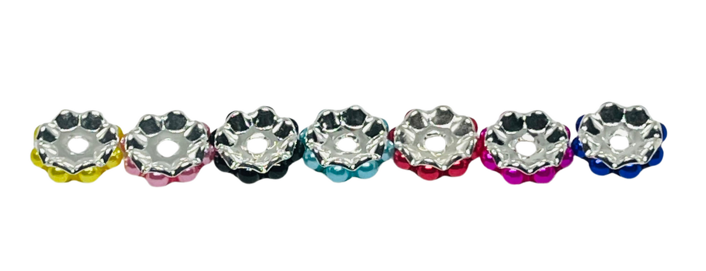 10mm Pearl Spacer Bead Mix Multi-color 25 Count