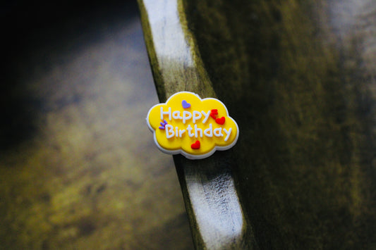 Happy Birthday Silicone Focal Bead Yellow Red White Purple