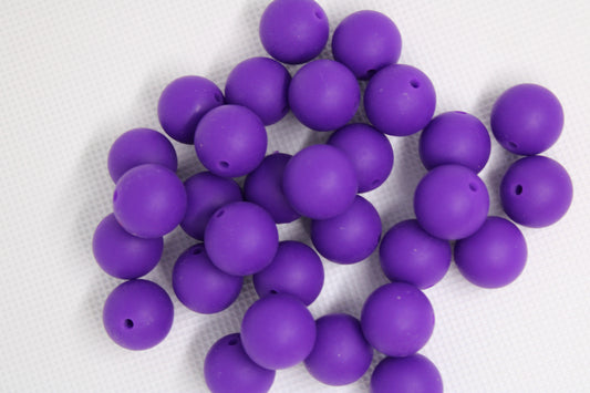 30 Count 15mm Silicone Bead Grape Purple