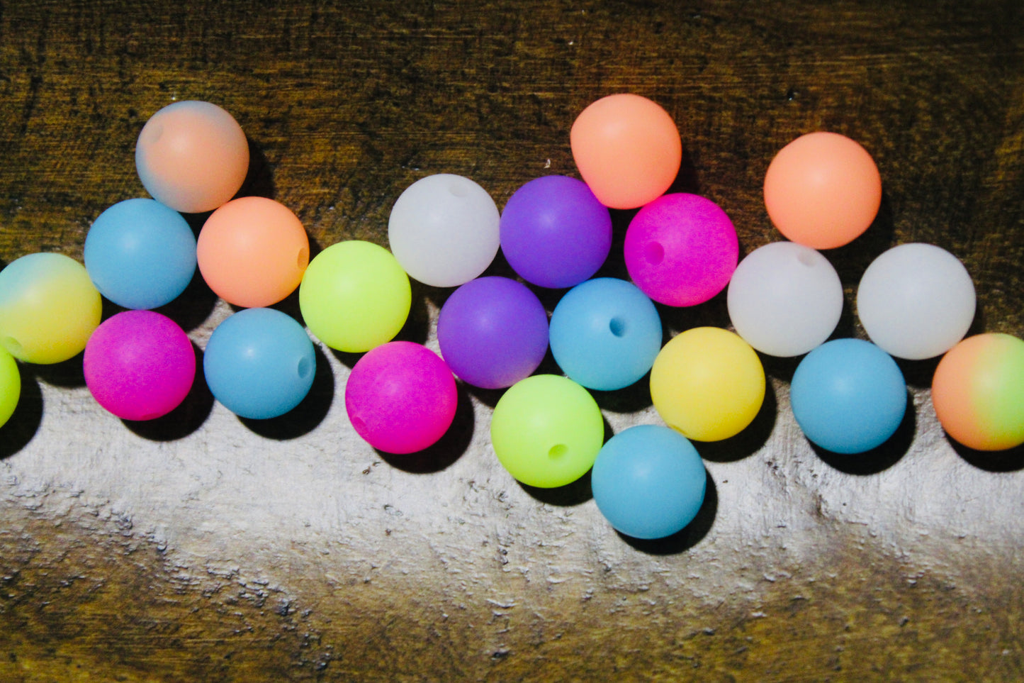 12mm Silicone Glow In The Dark Round Mixed Color Twenty Count Bead Bag