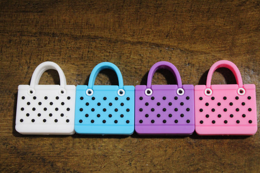 Bag Silicone Focal Bead Pink White Blue Or Purple