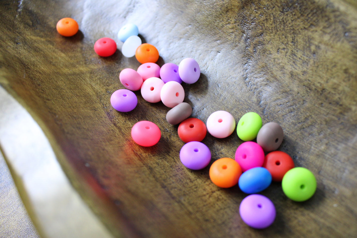 14mm Silicone Abacus (Biscuit) Spacer Bead Multiple Color 25 Count Bead Bag