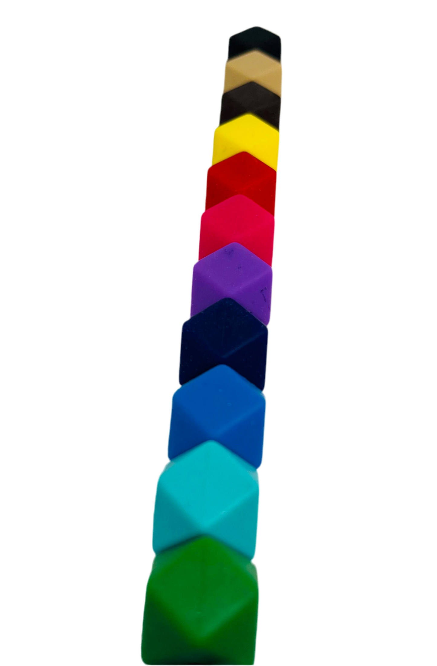 15 count 14mm Hexagon Silicone Solid Color Bead