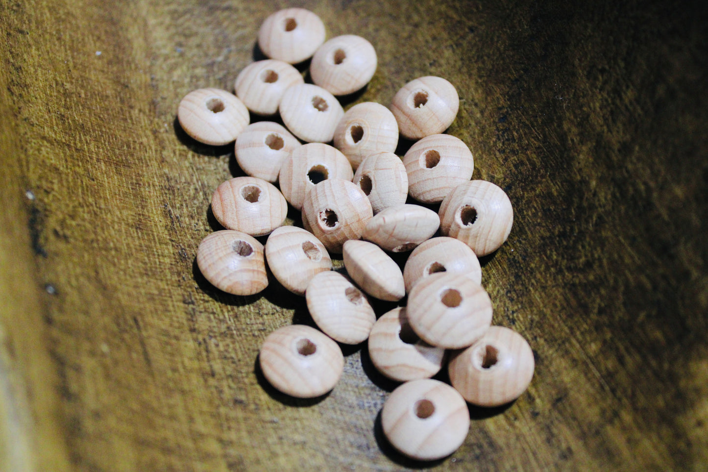 14mm Natural Wood Lentil Spacer Bead 25 Count Bag