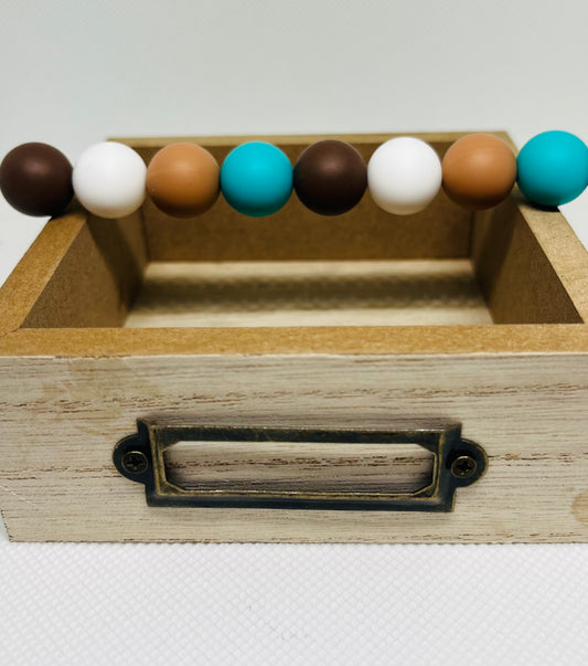 Dream Catcher Bead Mix 60 Count 15mm Silicone Bead Mix Coffee Brown Camel White Turquoise