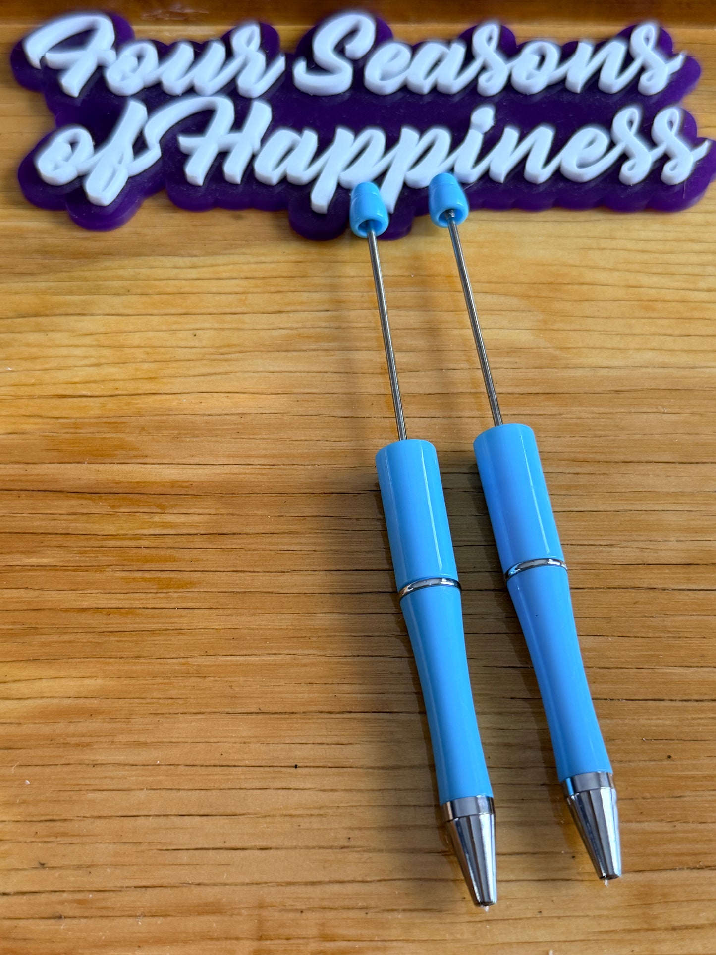 Create Happiness Blue Beadable Pens – DIY Beaded Pen Bases for Silicone Beads | Four Seasons of Happiness
