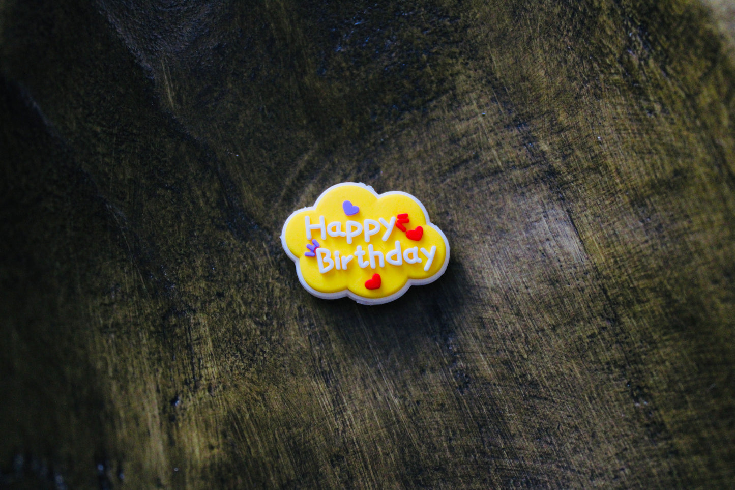 Happy Birthday Silicone Focal Bead Yellow Red White Purple