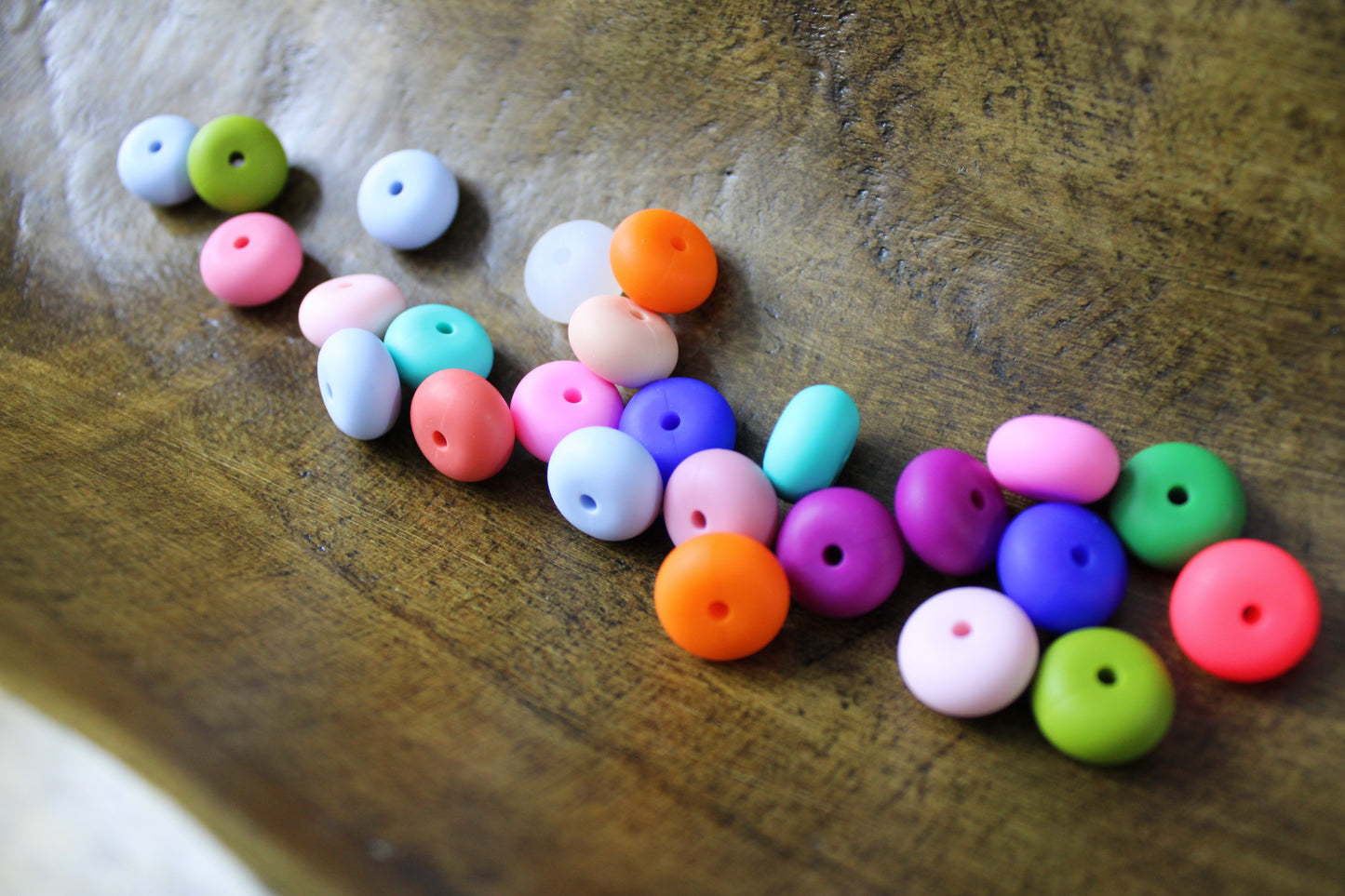 14mm Silicone Abacus (Biscuit) Spacer Bead Multiple Color 25 Count Bead Bag