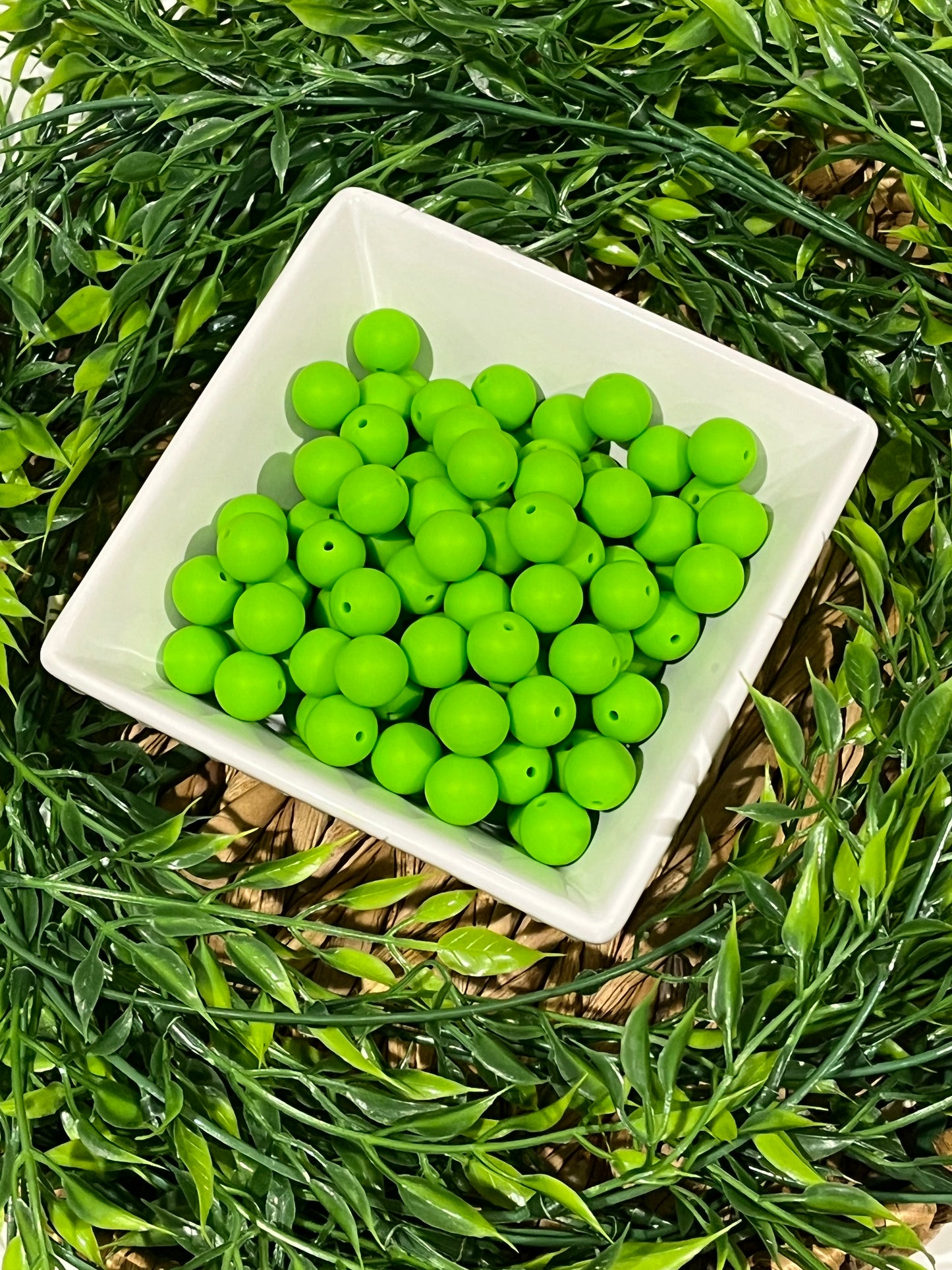 Silicone 15mm Lime Green Bead