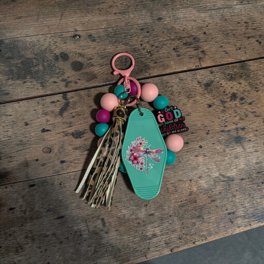 God Wristlet Keychain Bundle Carry the Happiness– Christian Beaded Silicone Wristlet with Tassel | Faith Inspired Gift for Women