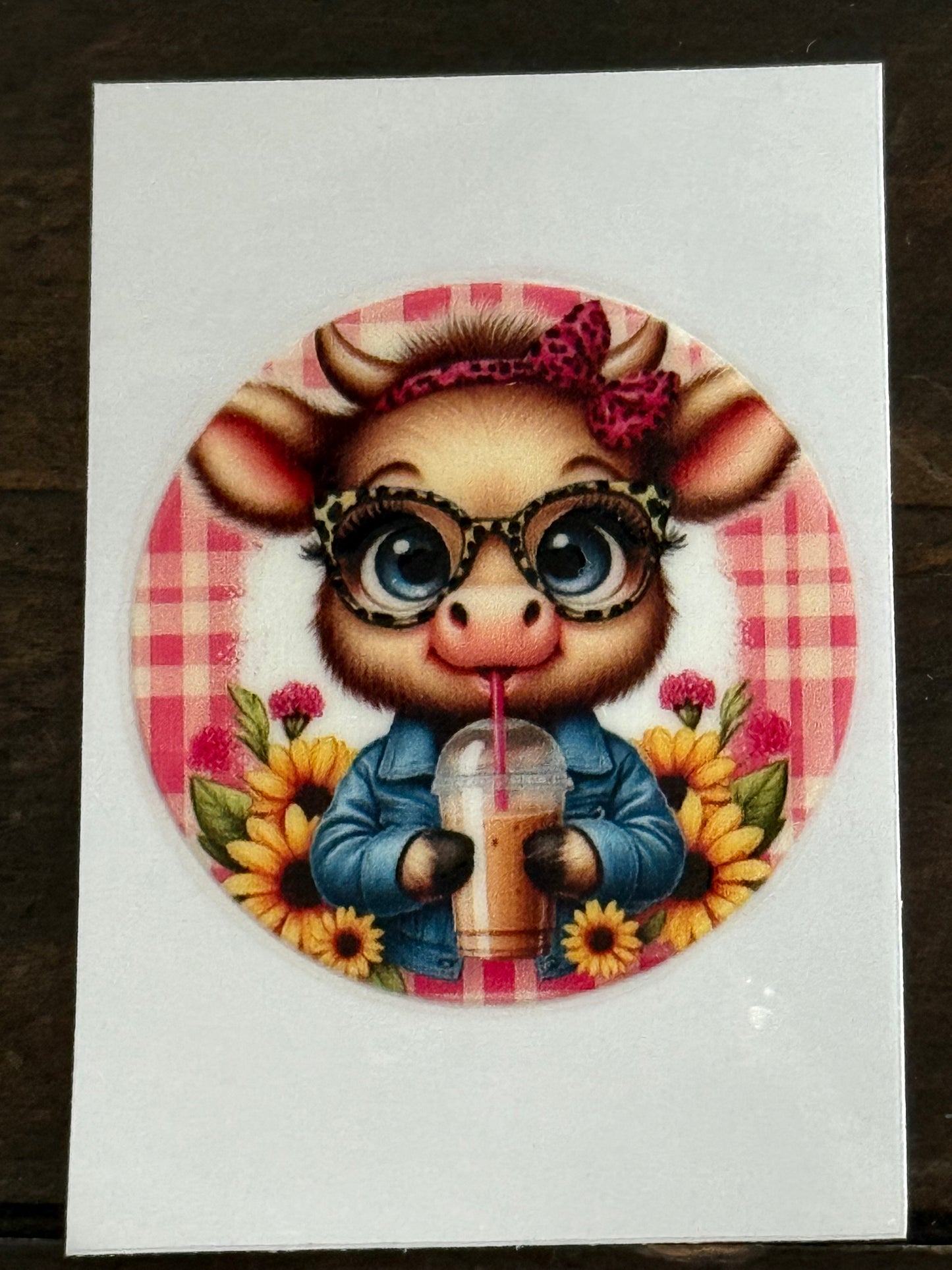 Cute Highland Cow UV DTF Decal | 2x2 Waterproof Boba Cow Sticker for Cups, Tumblers & Crafts