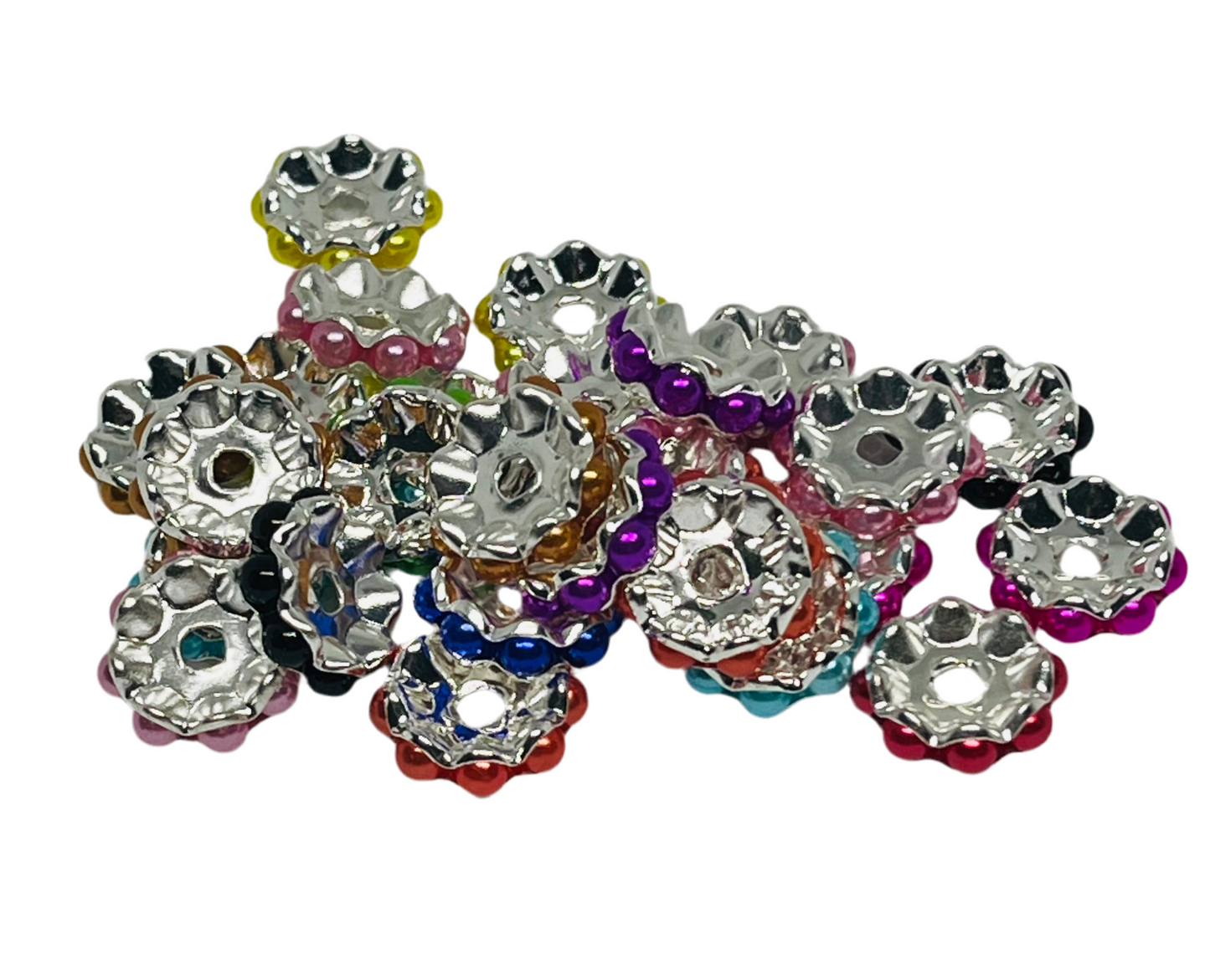 10mm Pearl Spacer Bead Mix Multi-color 25 Count