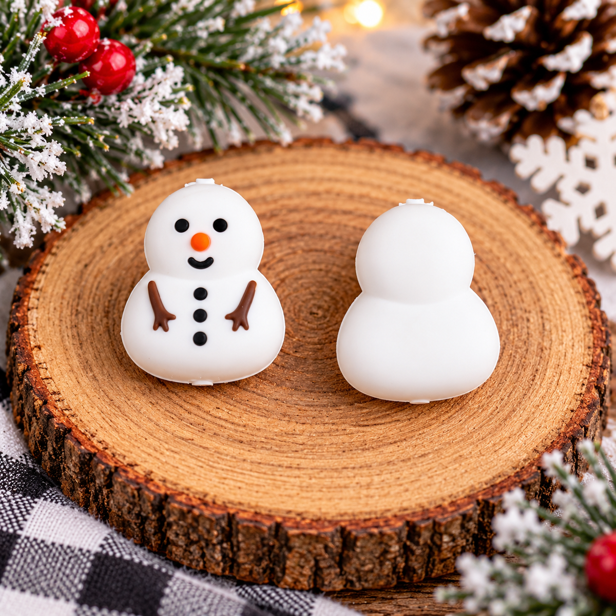 Snowman Silicone Focal Bead | Christmas & Winter Craft Supplies
