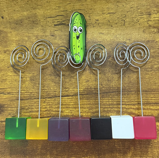 Acrylic Cube Memo Clip with Spiral Wire – Photo & Note Holder – Colorful Desk Display Clip (Sold Individually)