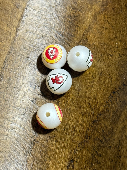 16mm Football Printed Acrylic Bead