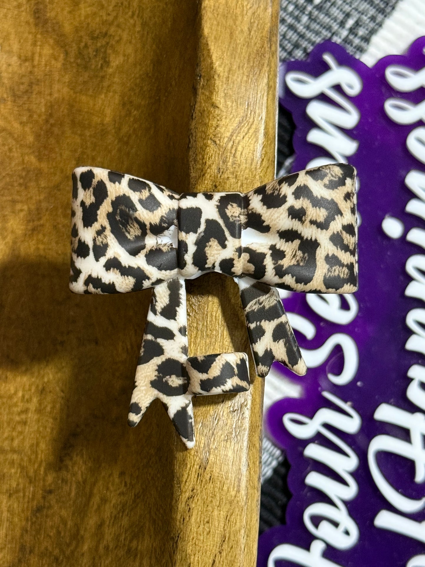Silicone Printed Bow Straw Cap/Topper Animal Print Christmas