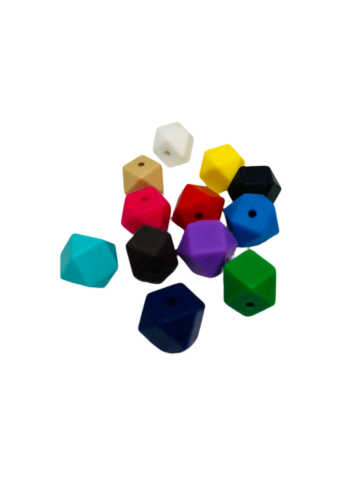 15 count 14mm Hexagon Silicone Solid Color Bead