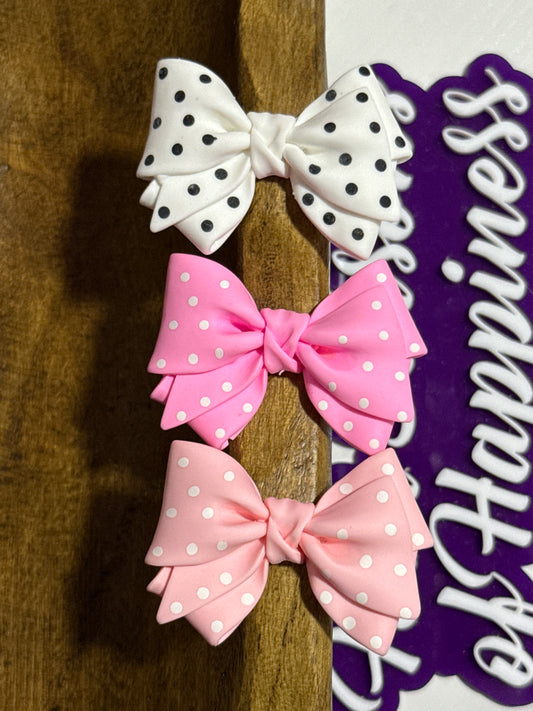 Large Polka Dot Bow Bead 2mm Opening Pink White or Black