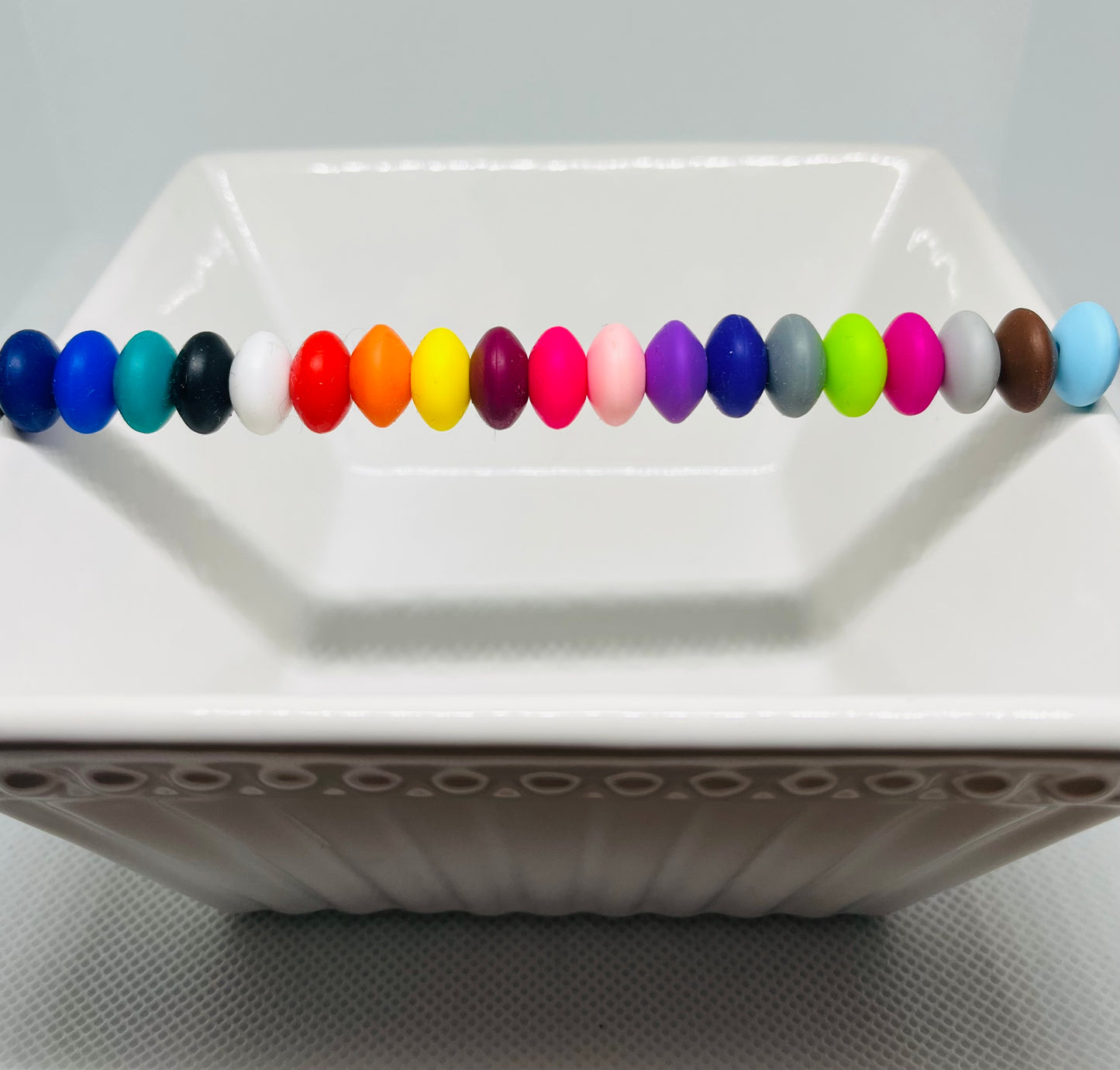 Pack Of 12mm Lentil Silicone Spacer Bead Pen Beading Mixed  Multi Color Neutral Colors Crafting