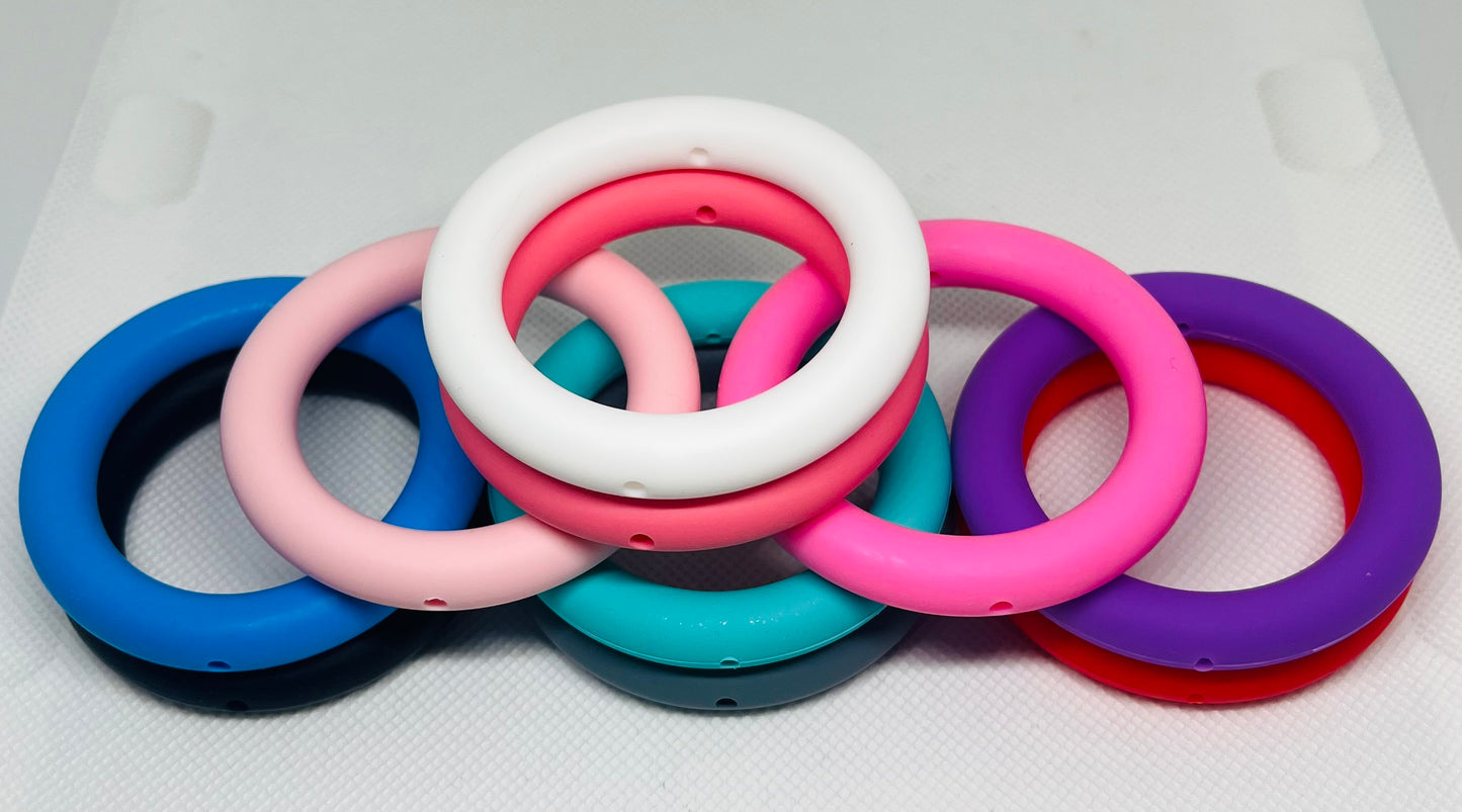 65mm Silicone Ring Bead White Turquoise Purple Pink Red Gray Green