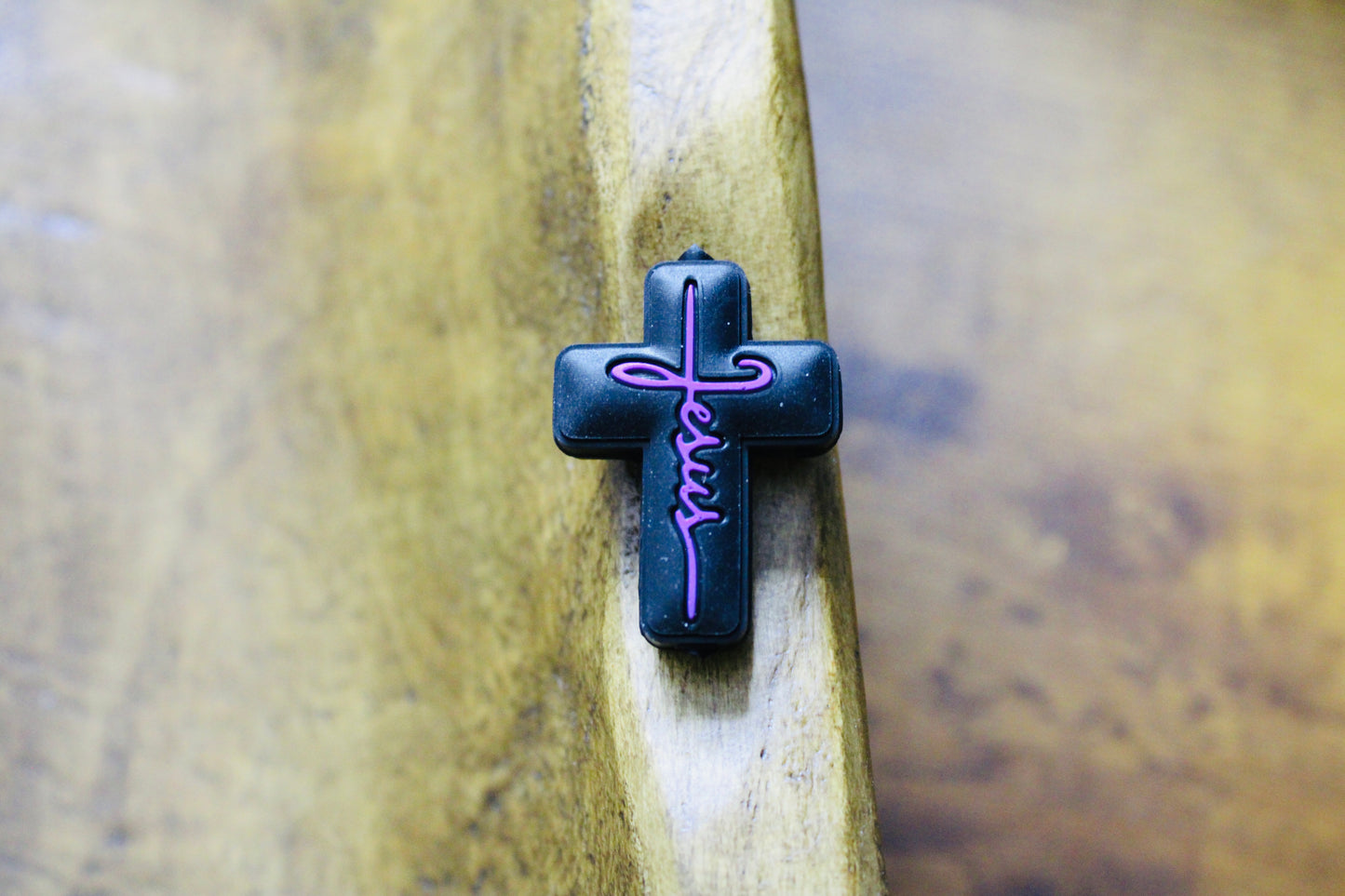 Jesus Cross Silicone Focal Bead Mint Pink Black Purple White
