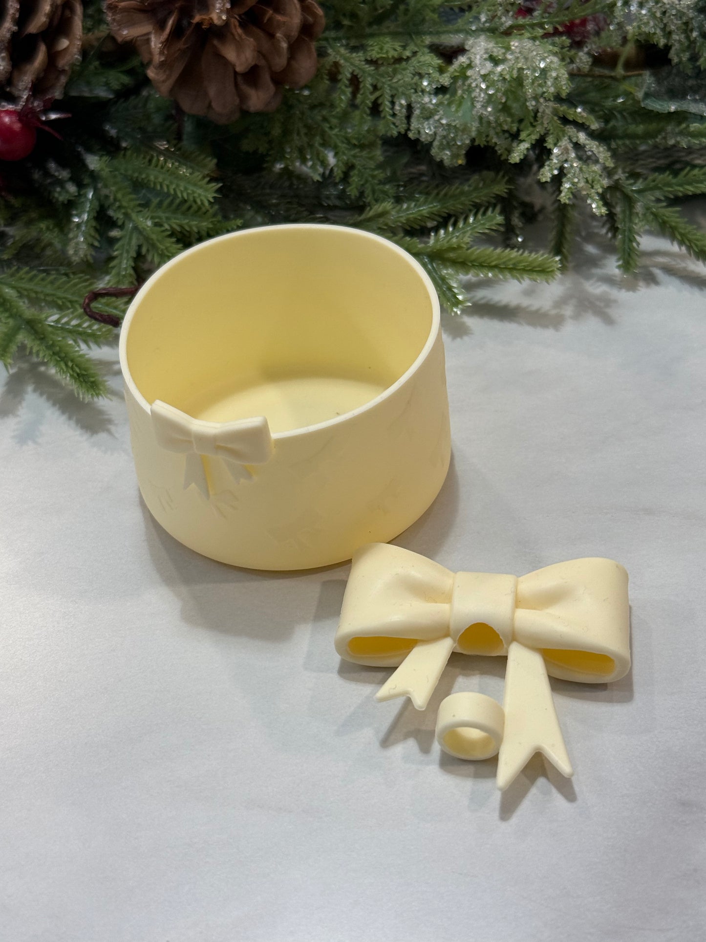 Silicone Cup Boot & Bow Straw Topper Set – Protective Cup Sleeve with Matching Straw Charm | Fits 24–30oz Tumblers | Multiple Colors