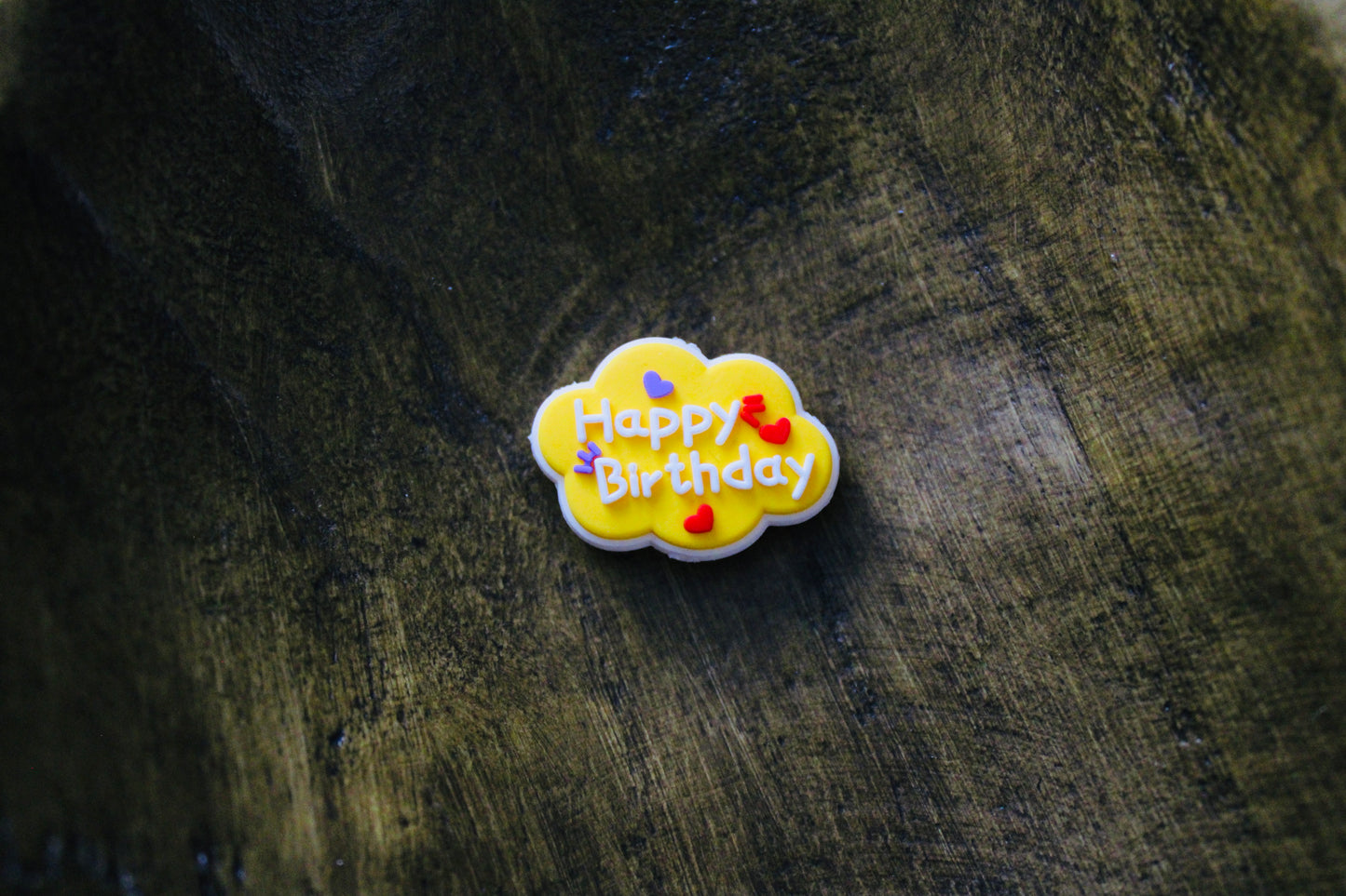 Happy Birthday Silicone Focal Bead Yellow Red White Purple