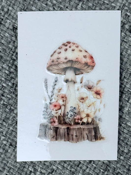 2x2 Watercolor Mushroom UV DTF Decal – Woodland Floral Design