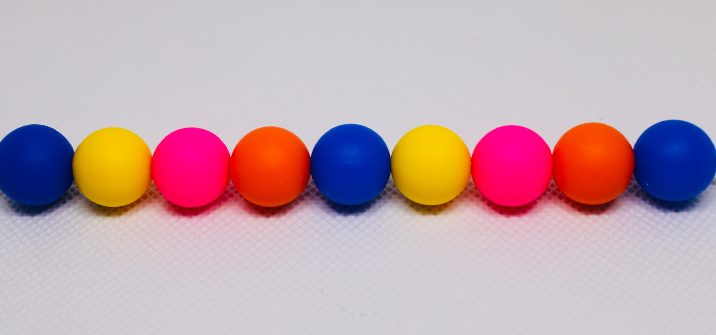 Rainbow Bead Mix 60 Count 15mm Multicolor Silicone Bead Pack Yellow Hot Pink Royal Blue Orange