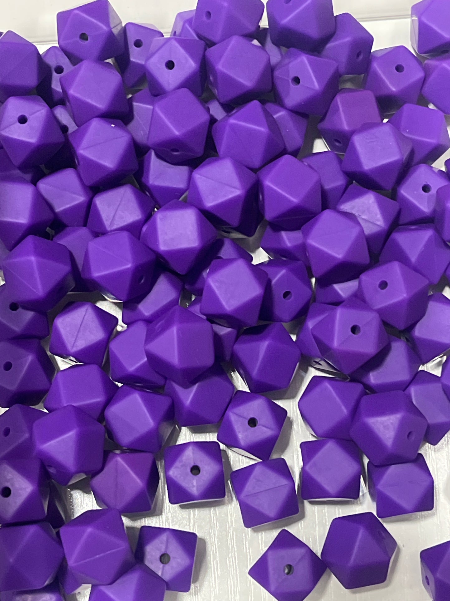15 count 14mm Hexagon Silicone Solid Color Bead