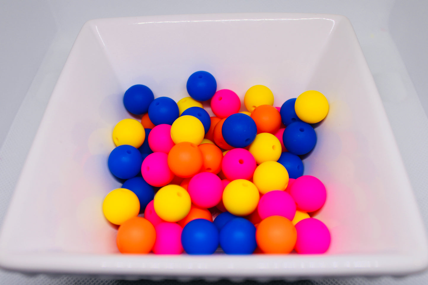 Rainbow Bead Mix 60 Count 15mm Multicolor Silicone Bead Pack Yellow Hot Pink Royal Blue Orange