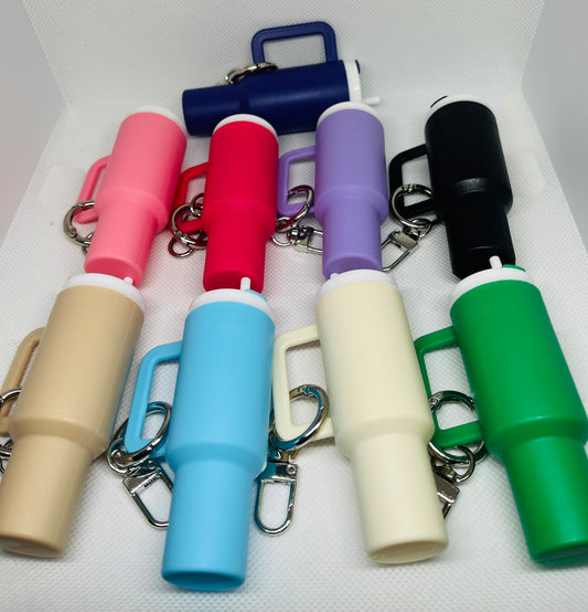 Plastic Mini Keychain Tumbler Removable Top Storage Multiple Color Options