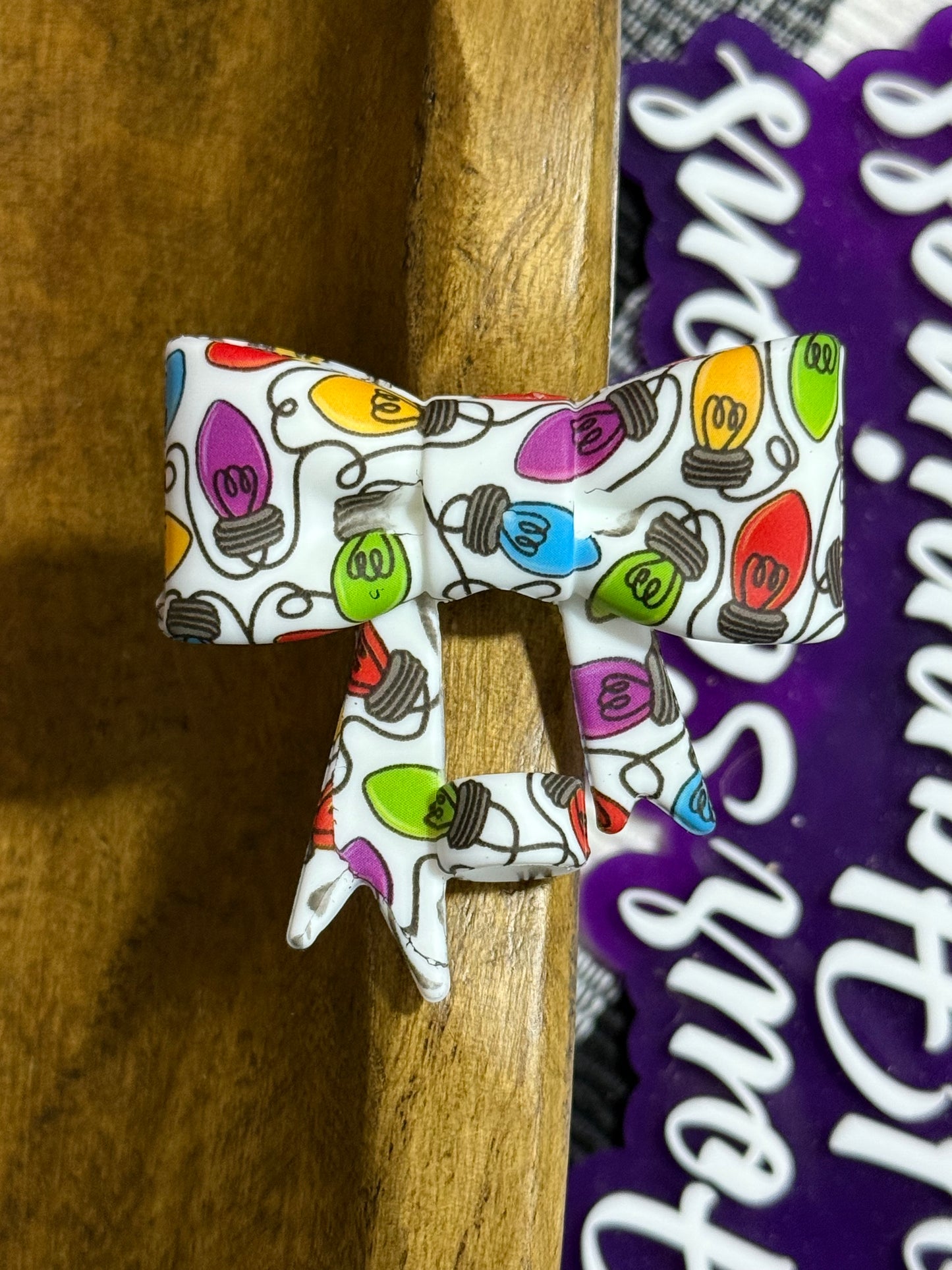 Silicone Printed Bow Straw Cap/Topper Animal Print Christmas